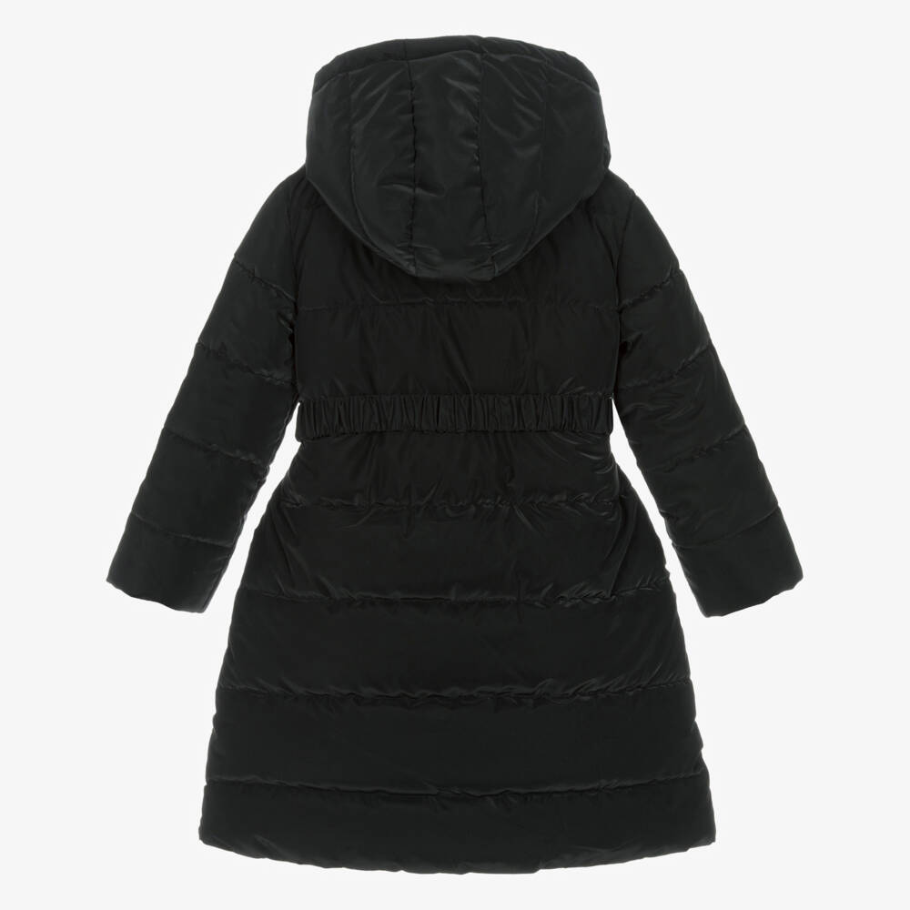 Caramelo Kids-Girls Black Bow Puffer Coat | Childrensalon Outlet
