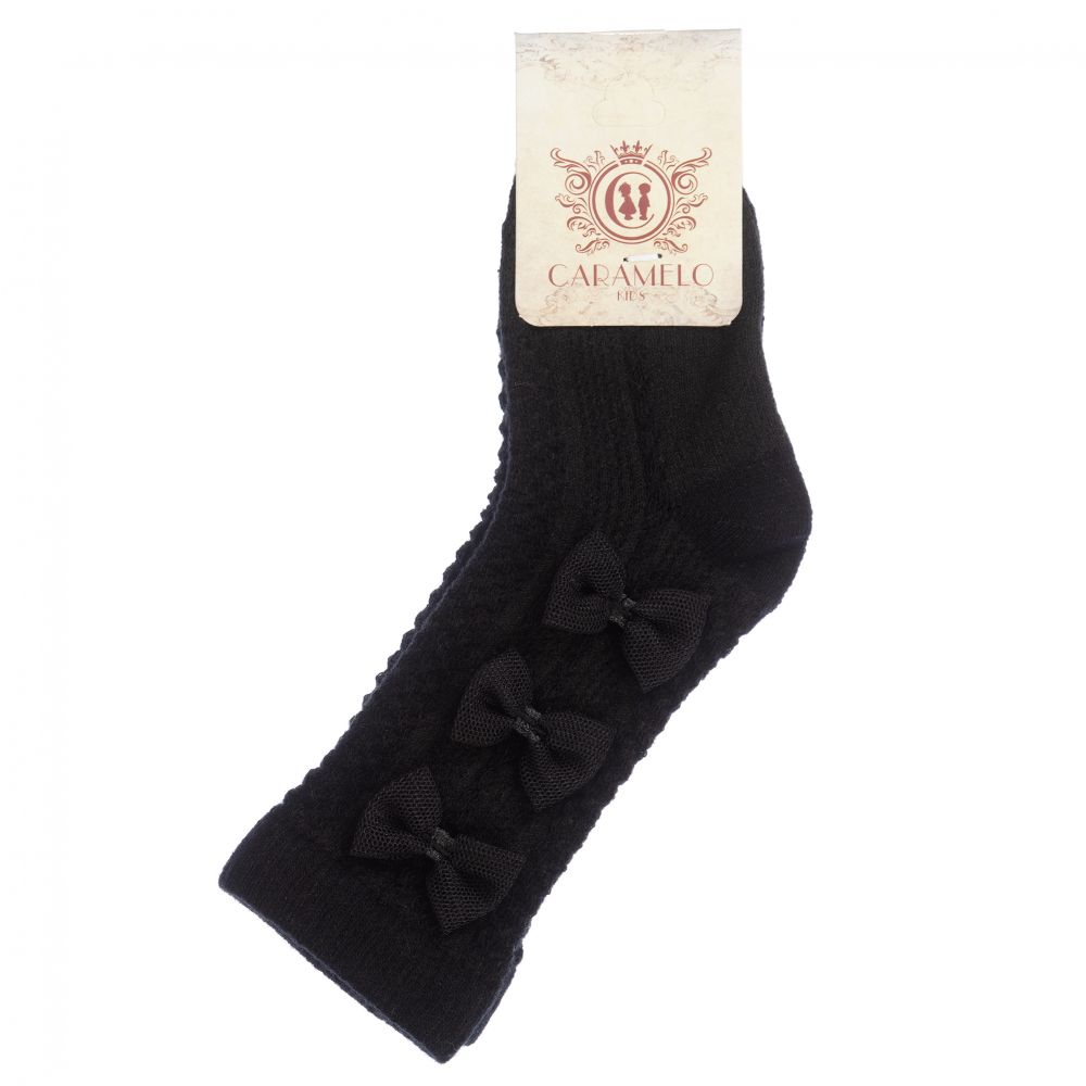 كاراميلو كيدز -Girls Black Cotton Socks | Childrensalon Outlet