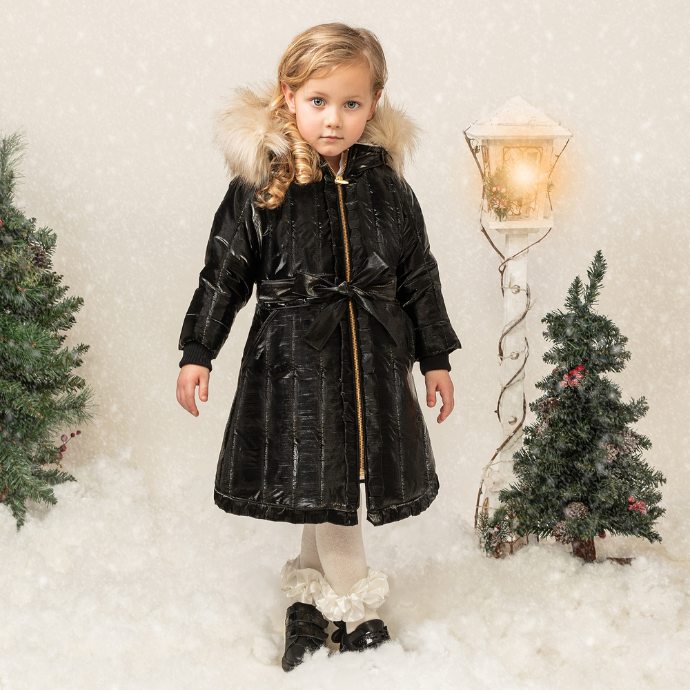Toddler black coat outlet with fur hood