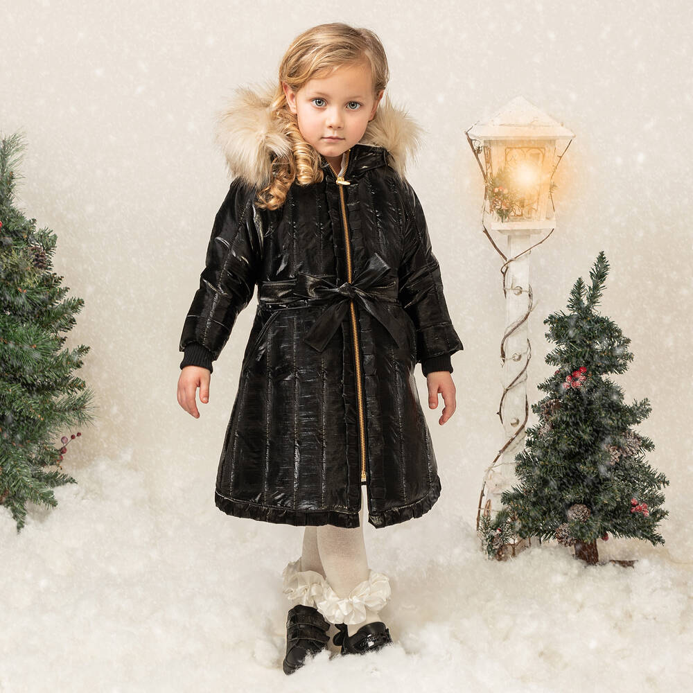 Girls black winter coat on sale
