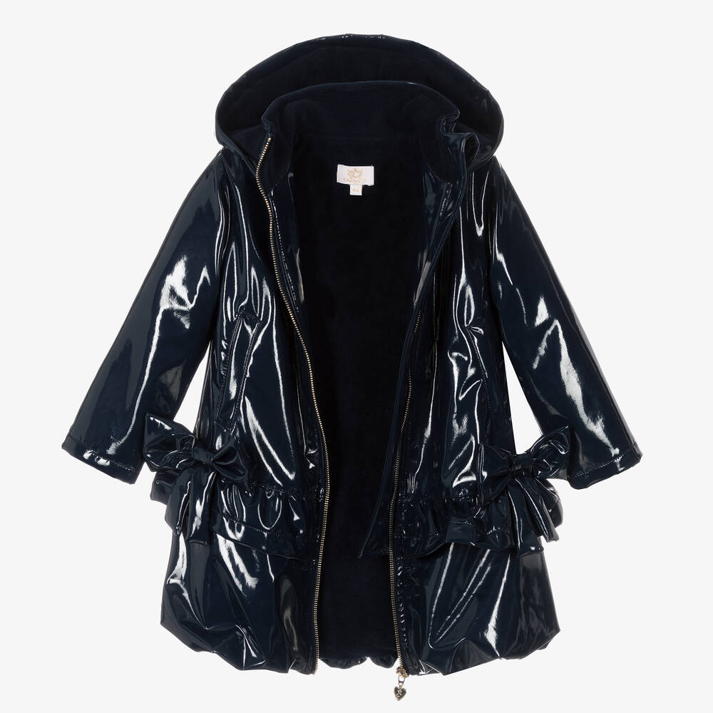 Caramelo Kids-Girls Blue Bow Raincoat | Childrensalon Outlet