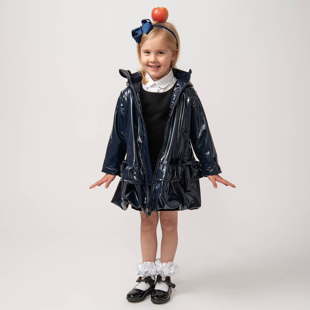 Caramelo Kids Girls Blue Bow Raincoat Childrensalon Outlet