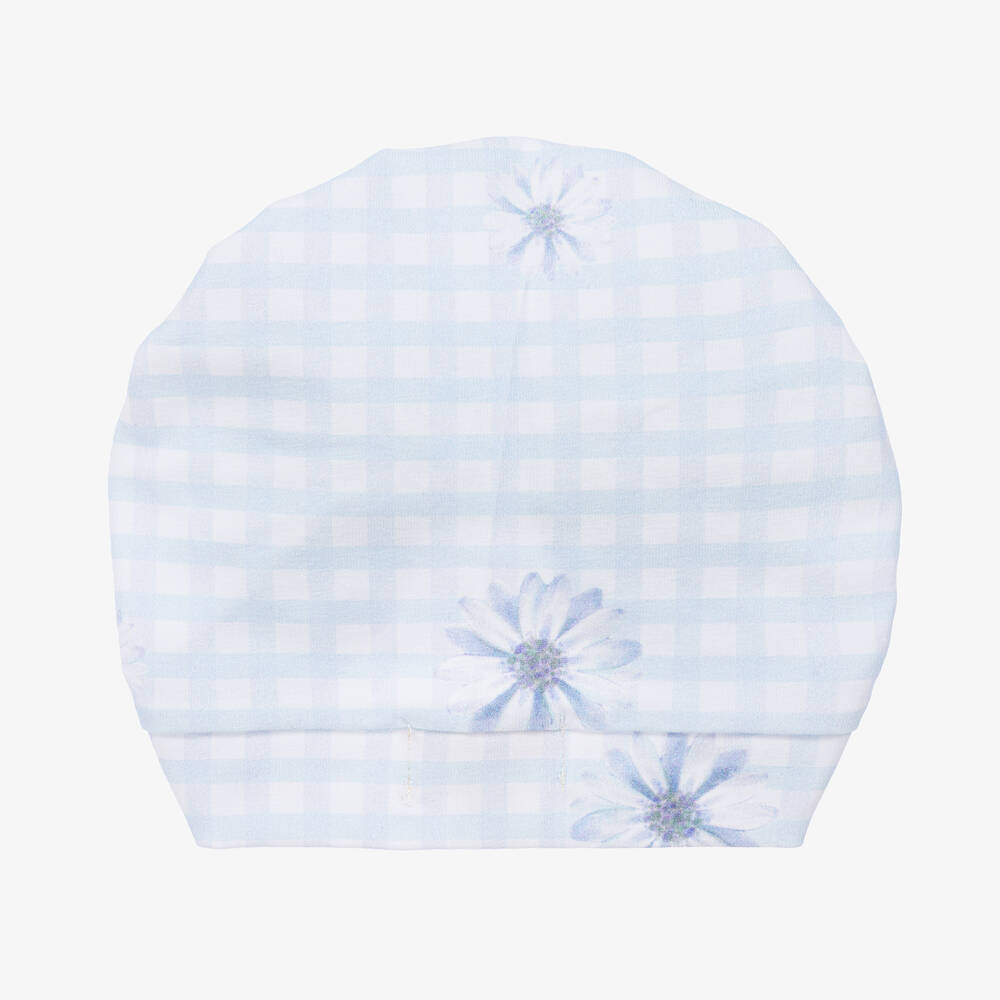 Caramelo Kids-Girls Blue Checked Cotton Turban | Childrensalon Outlet
