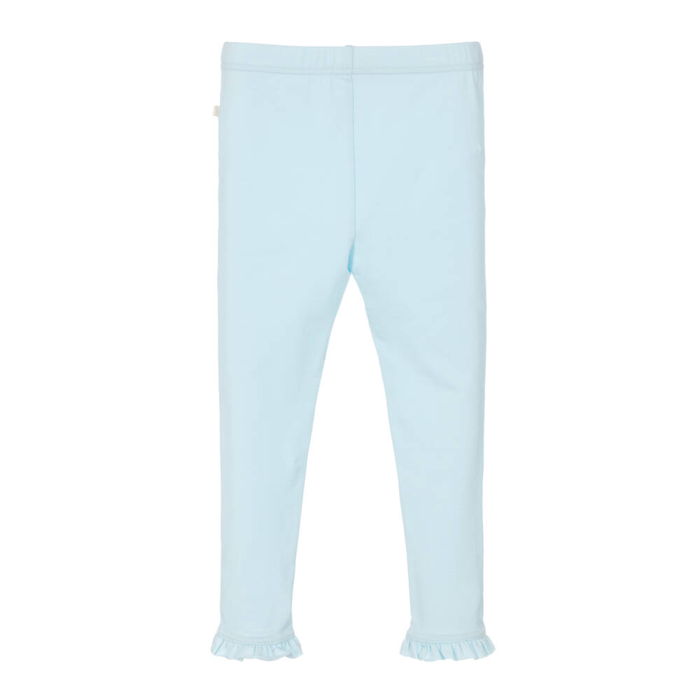 Caramelo Kids-Girls Blue Cotton Leggings Set with Frills, Bows & Ballerinas | Childrensalon Outlet