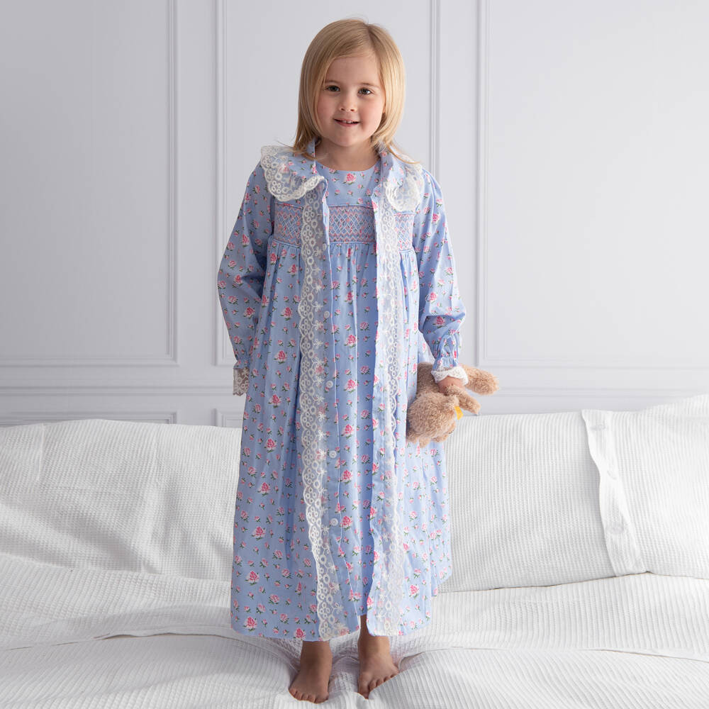 Caramelo Kids-Girls Blue Cotton Nightdress Set | Childrensalon Outlet