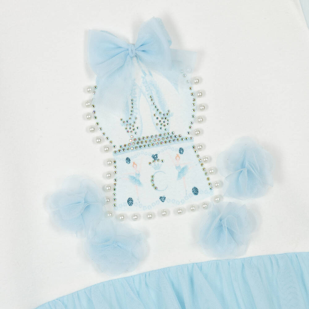 Caramelo Kids-Girls Blue Cotton & Tulle Ballerina Leggings Set | Childrensalon Outlet