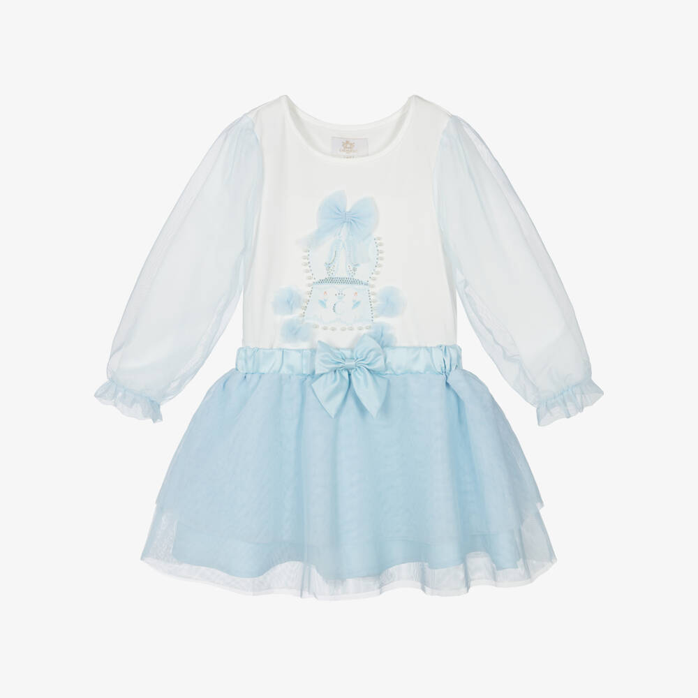 Caramelo Kids-Girls Blue Cotton & Tulle Ballerina Skirt Set | Childrensalon Outlet