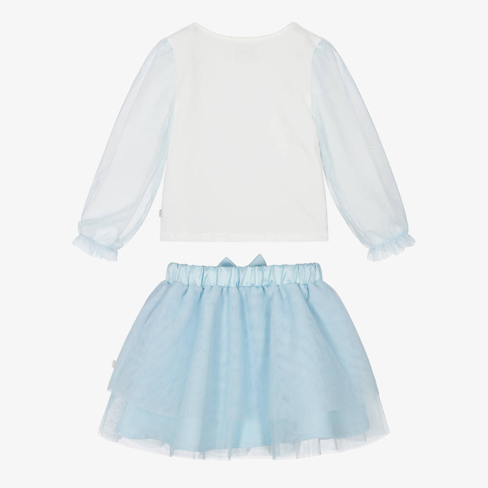 Caramelo Kids-Girls Blue Cotton & Tulle Ballerina Skirt Set | Childrensalon Outlet