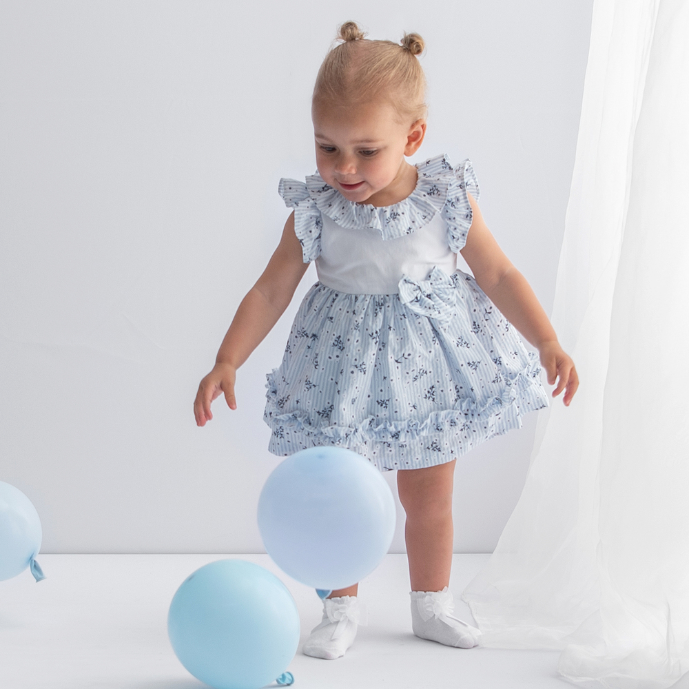 Caramelo Kids - Girls Blue Floral Dress Set | Childrensalon Outlet