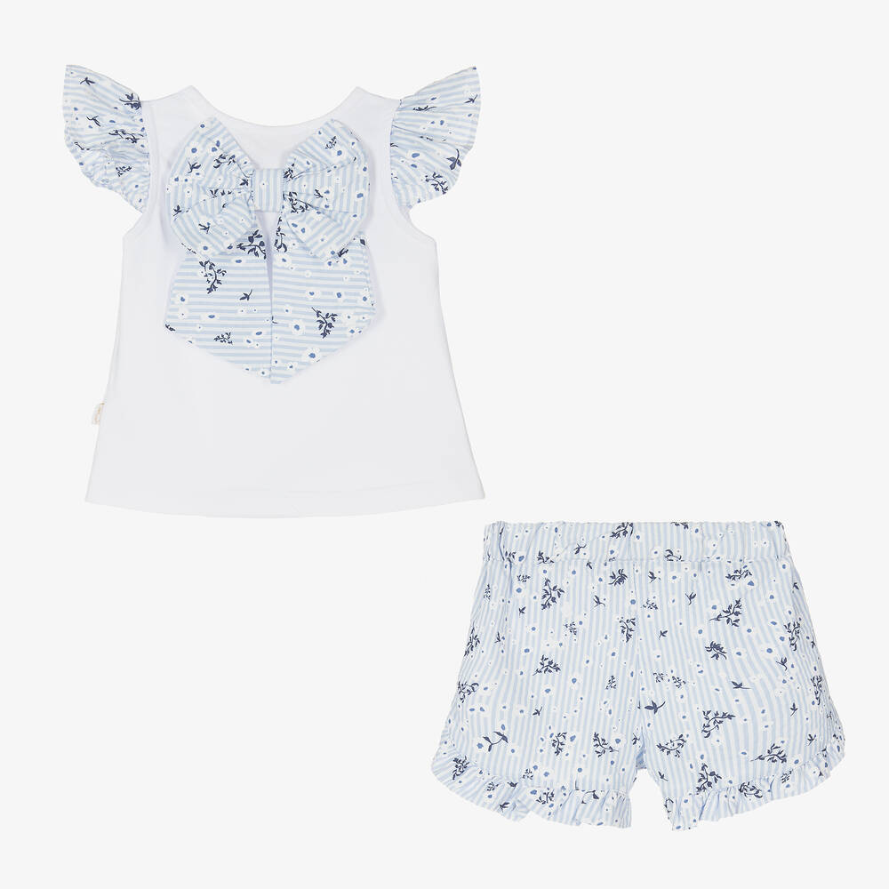 Caramelo Kids-Girls Blue Floral Shorts Set | Childrensalon Outlet