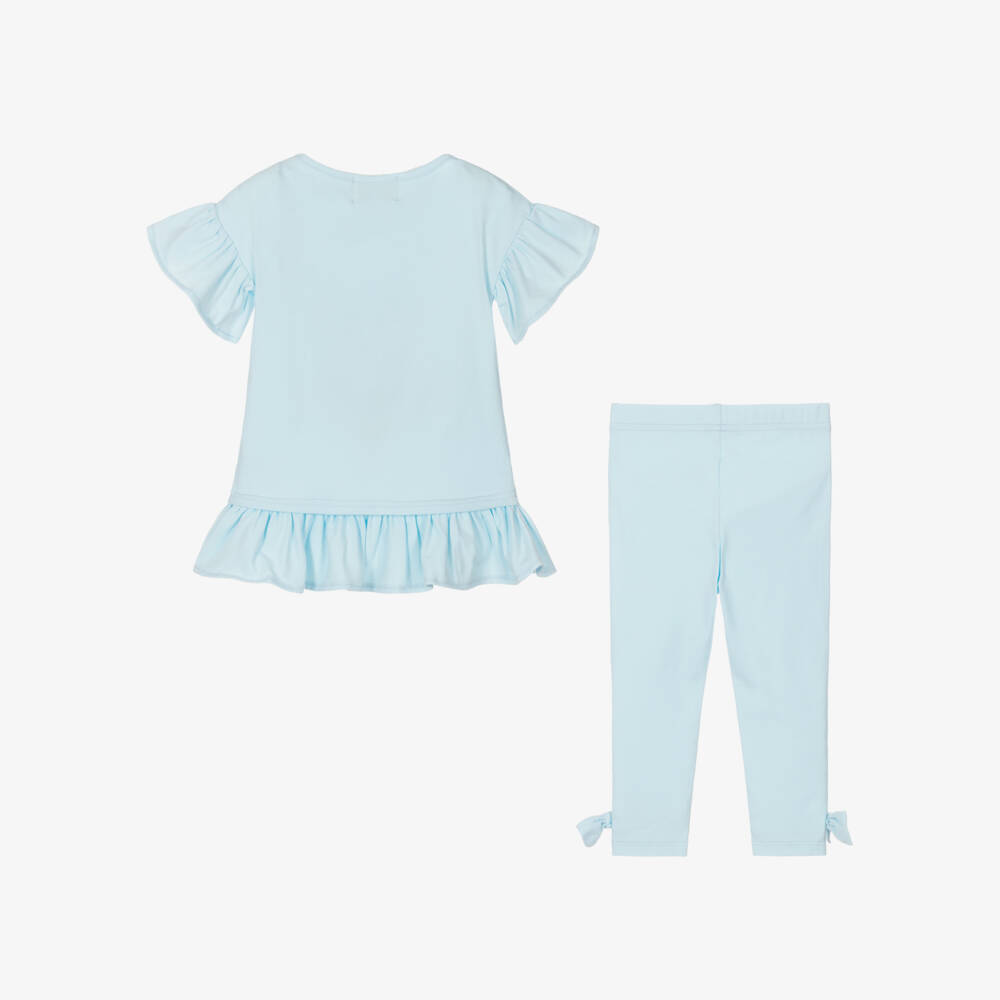 Caramelo Kids-Girls Blue Jersey Bow Ensemble | Childrensalon Outlet