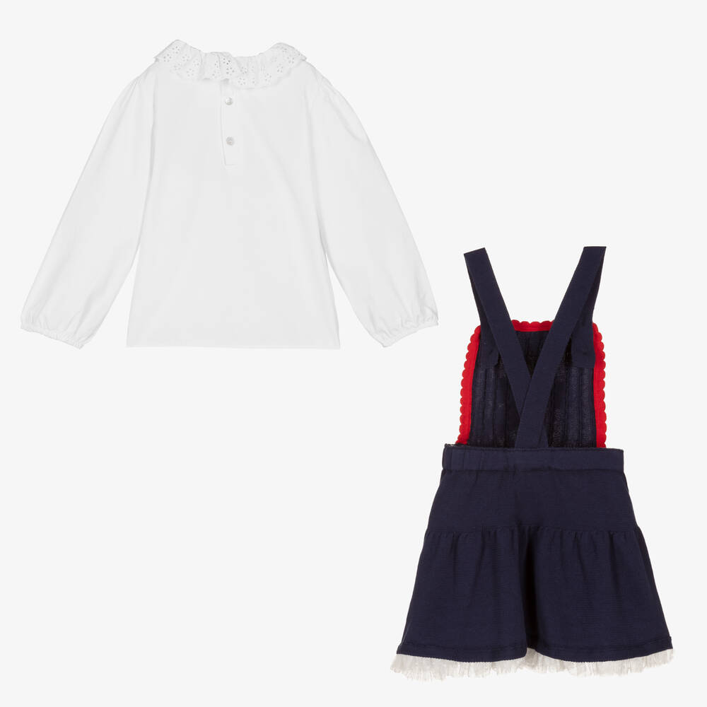 Caramelo Kids-Girls Blue Pinafore Dress Set | Childrensalon Outlet