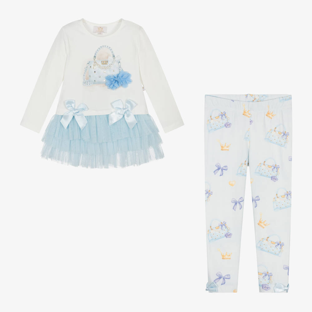 Caramelo Kids-Girls Blue Sparkle Leggings Ensemble | Childrensalon Outlet