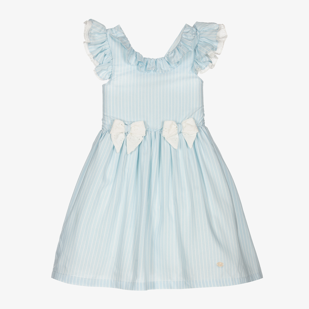 Caramelo Kids - Girls Blue Stripe Bow Dress | Childrensalon