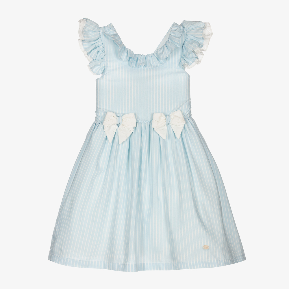 Caramelo Kids - Robe bleue rayée à nœuds Fille | Childrensalon