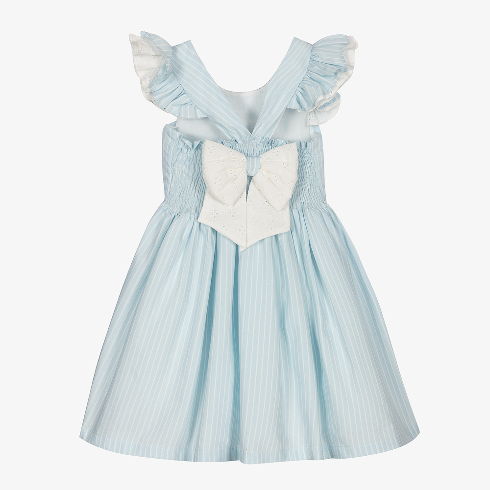 Caramelo Kids-Girls Blue Stripe Bow Dress | Childrensalon Outlet