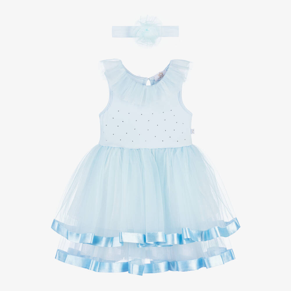 Caramelo Kids-Girls Blue Tulle & Jersey Ensemble | Childrensalon Outlet