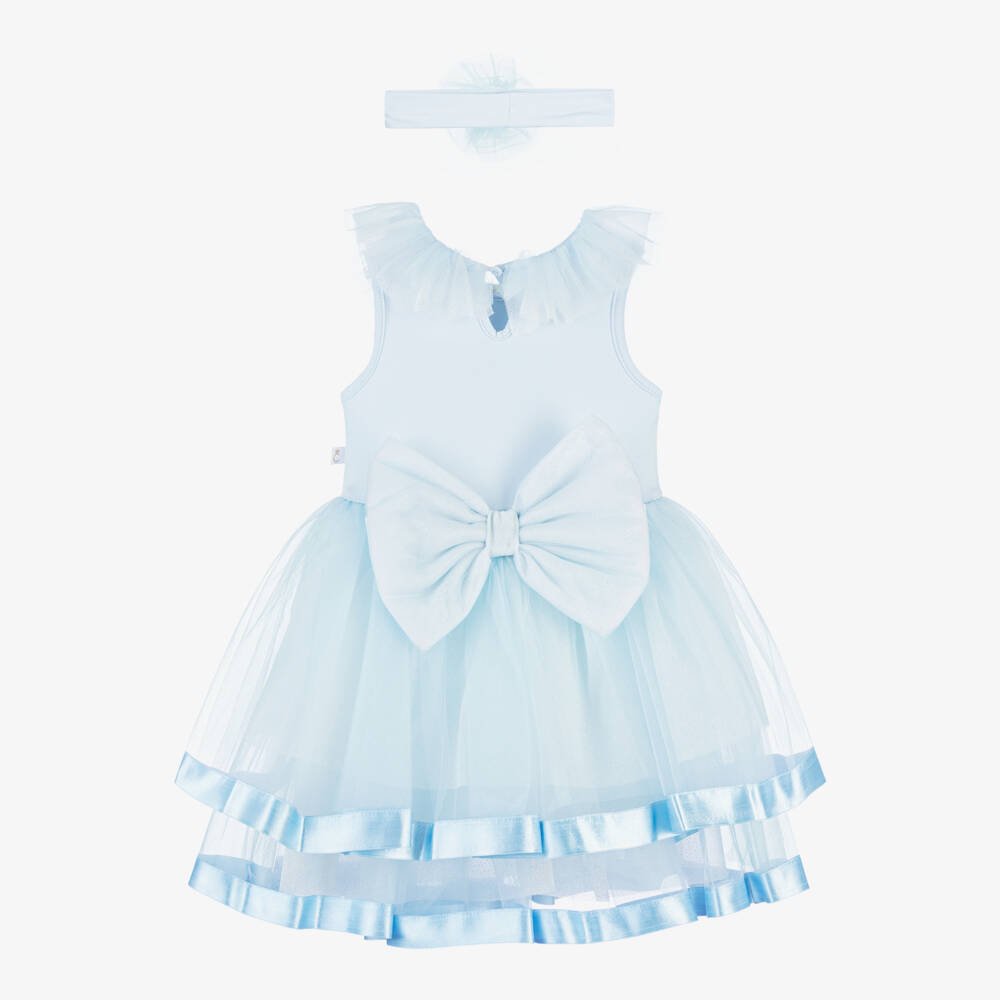Caramelo Kids-Girls Blue Tulle & Jersey Ensemble | Childrensalon Outlet