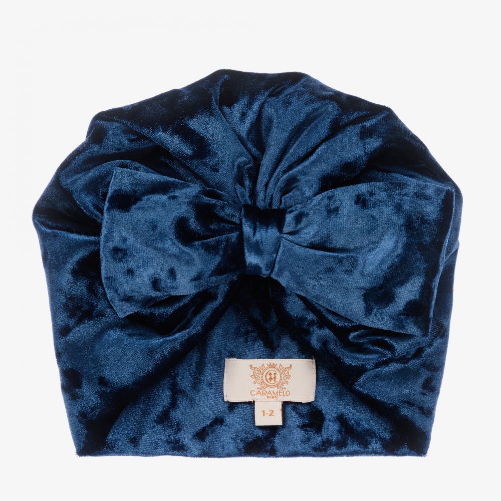 Caramelo Kids-Синий бархатный тюрбан для девочек | Childrensalon Outlet