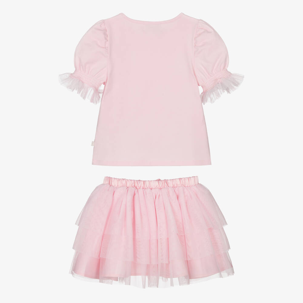 Caramelo Kids-Girls Blush Cotton & Tulle Ensemble | Childrensalon Outlet