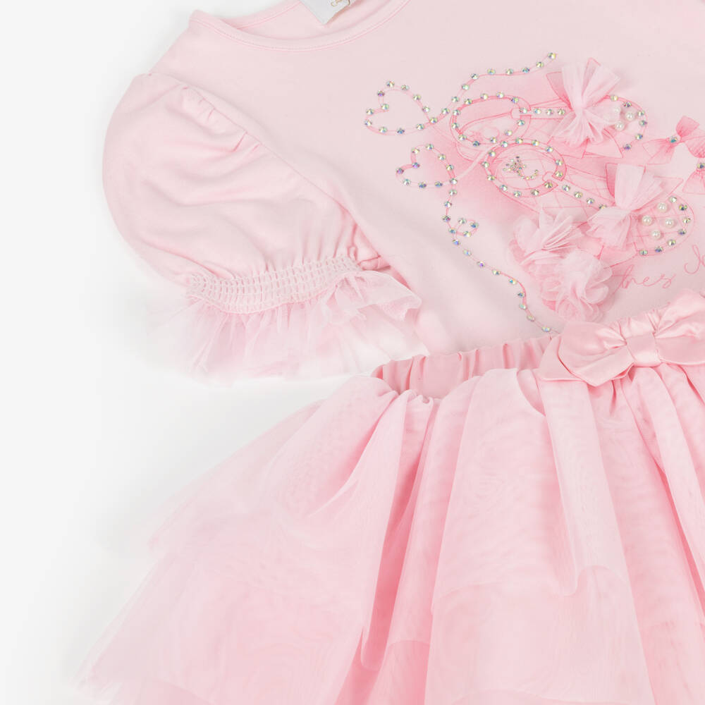 Caramelo Kids-Girls Blush Cotton & Tulle Ensemble | Childrensalon Outlet