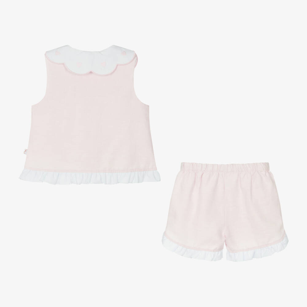 Caramelo Kids-Girls Blush Linen & Cotton Ensemble | Childrensalon Outlet