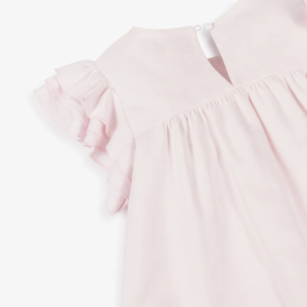 Caramelo Kids-Платье из льна и хлопка розового цвета для девочек | Childrensalon Outlet