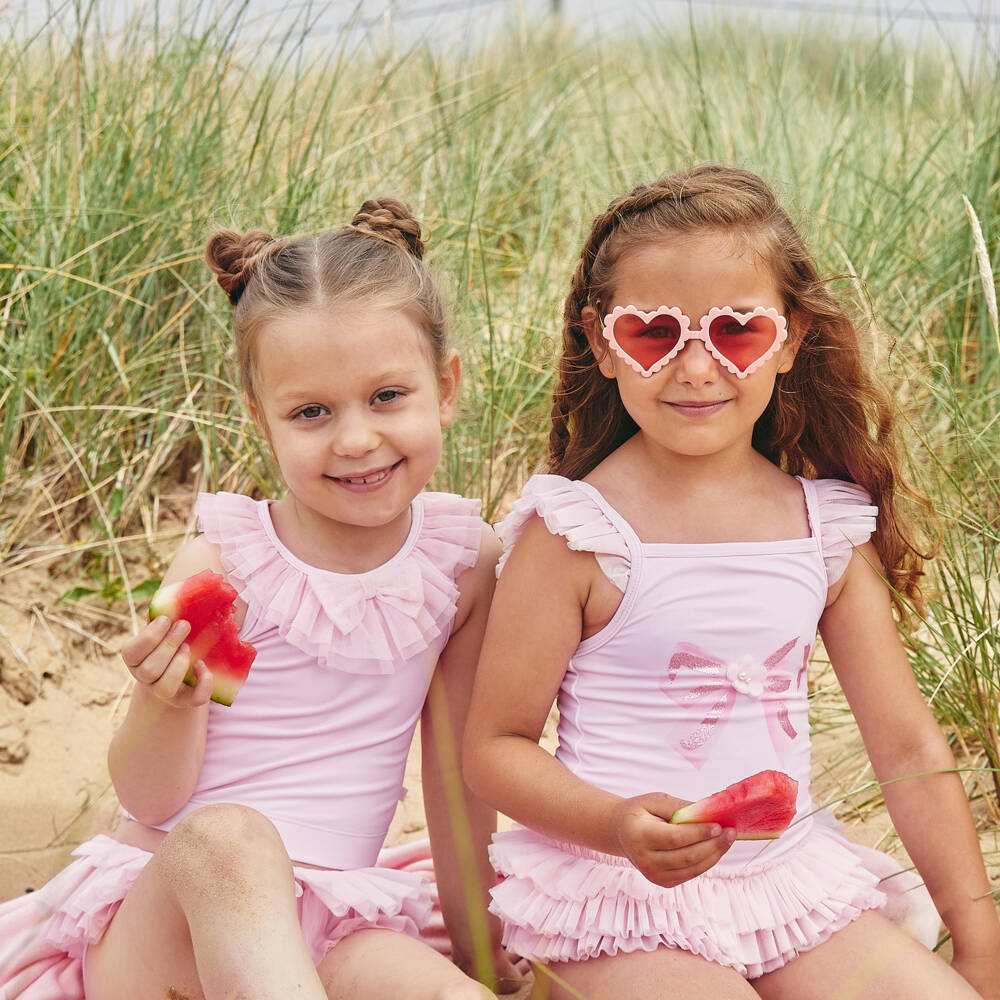 Caramelo Kids-Girls Blush Swim Set with Shades | Childrensalon Outlet