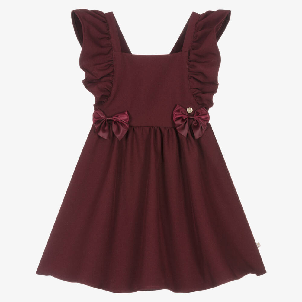 Caramelo Kids-Girls Burgundy Frilled Strap Dress | Childrensalon Outlet