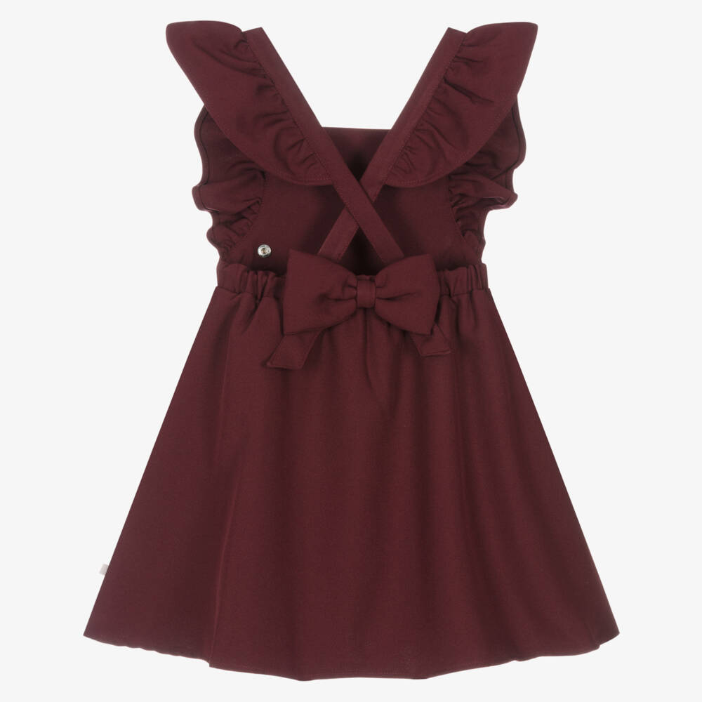 Caramelo Kids-Girls Burgundy Frilled Strap Dress | Childrensalon Outlet