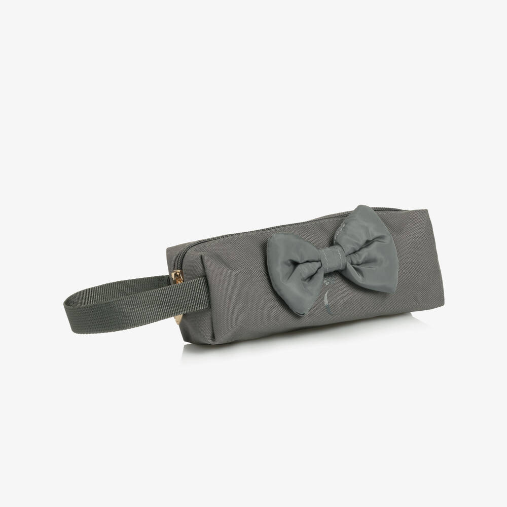 Caramelo Kids-Girls Charcoal Bow Pencil Case | Childrensalon Outlet