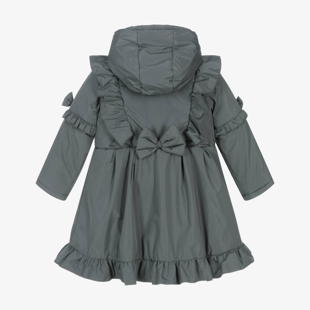 Caramelo Kids-Girls Charcoal Hooded Ruffle Coat | Childrensalon Outlet