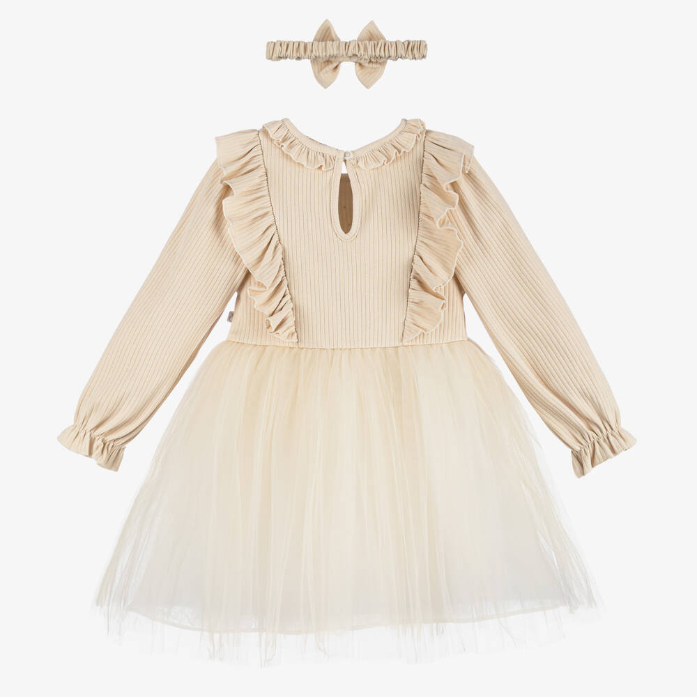 Caramelo Kids-Girls Cream Tulle Dress Ensemble | Childrensalon Outlet