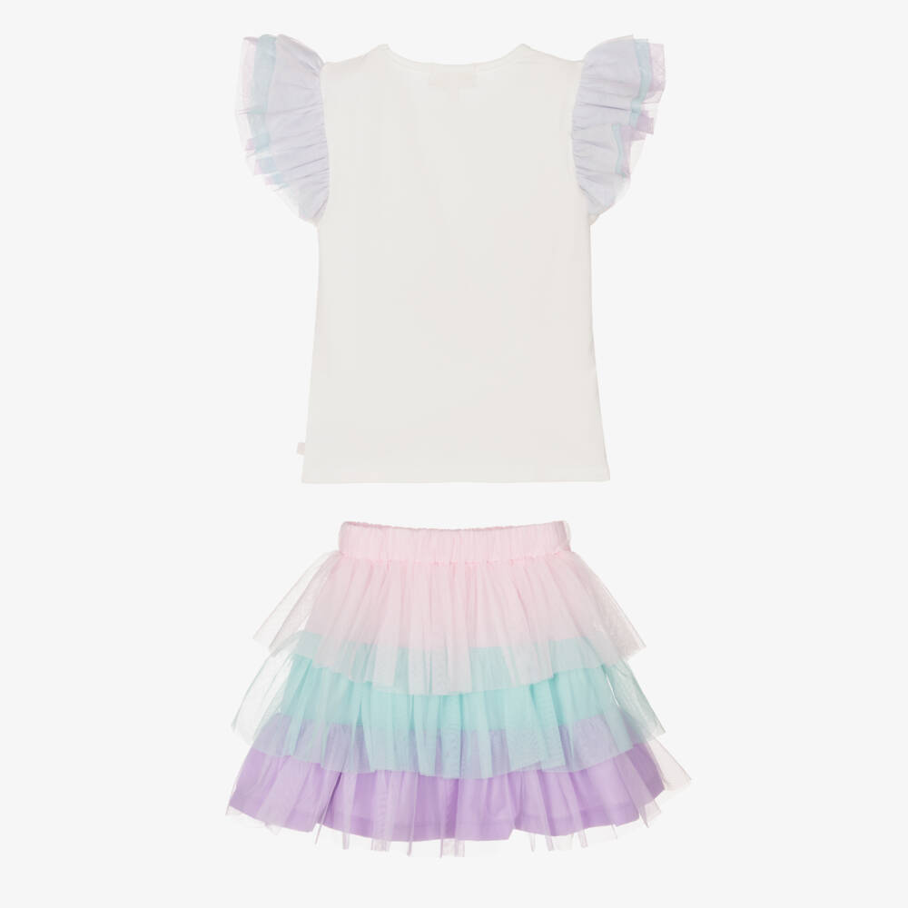 Caramelo Kids-Girls Creamy Cotton & Tulle Ensemble | Childrensalon Outlet