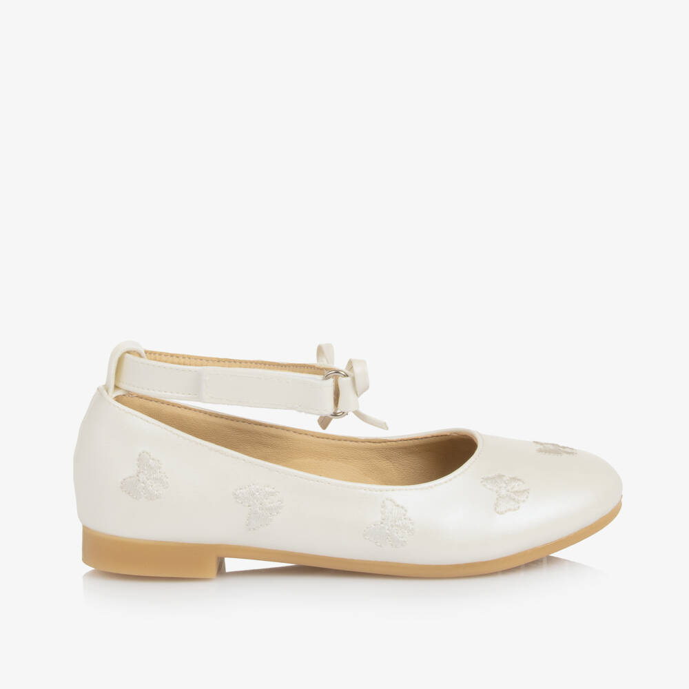 Caramelo Kids-Girls Creamy Luxe Bow Flats | Childrensalon Outlet