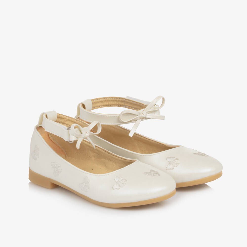 Caramelo Kids-Girls Creamy Luxe Bow Flats | Childrensalon Outlet