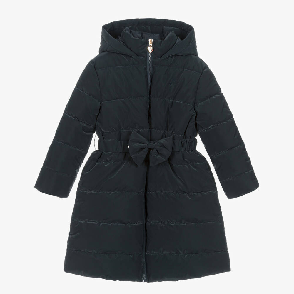 Caramelo Kids-Girls Elegant Navy Bow Coat | Childrensalon Outlet