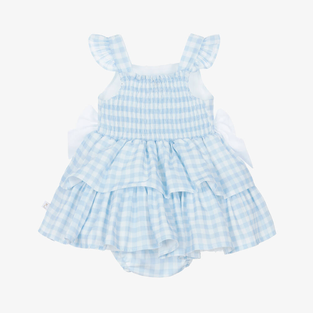 Caramelo Kids-Girls' Gingham Blue Cotton Frock | Childrensalon Outlet