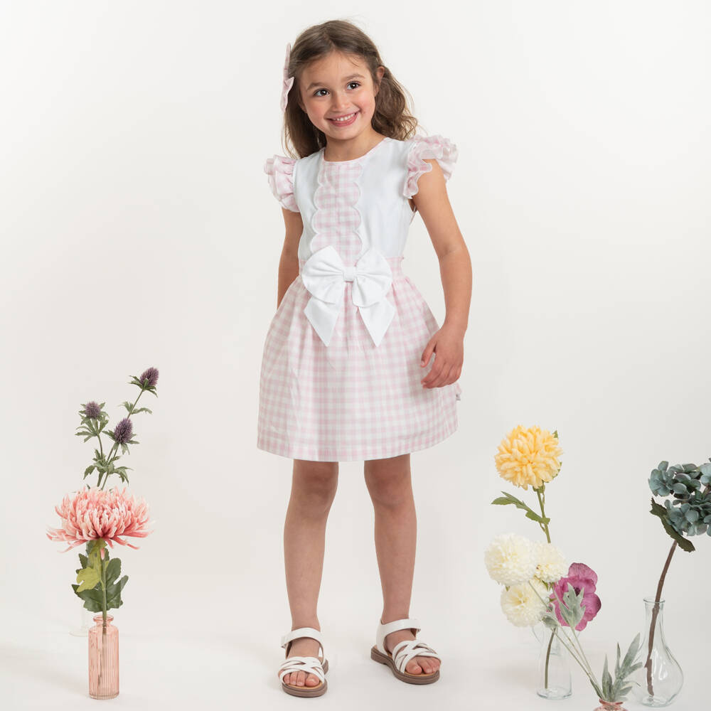 Caramelo Kids-Girls Gingham Cotton Skirt Ensemble | Childrensalon Outlet