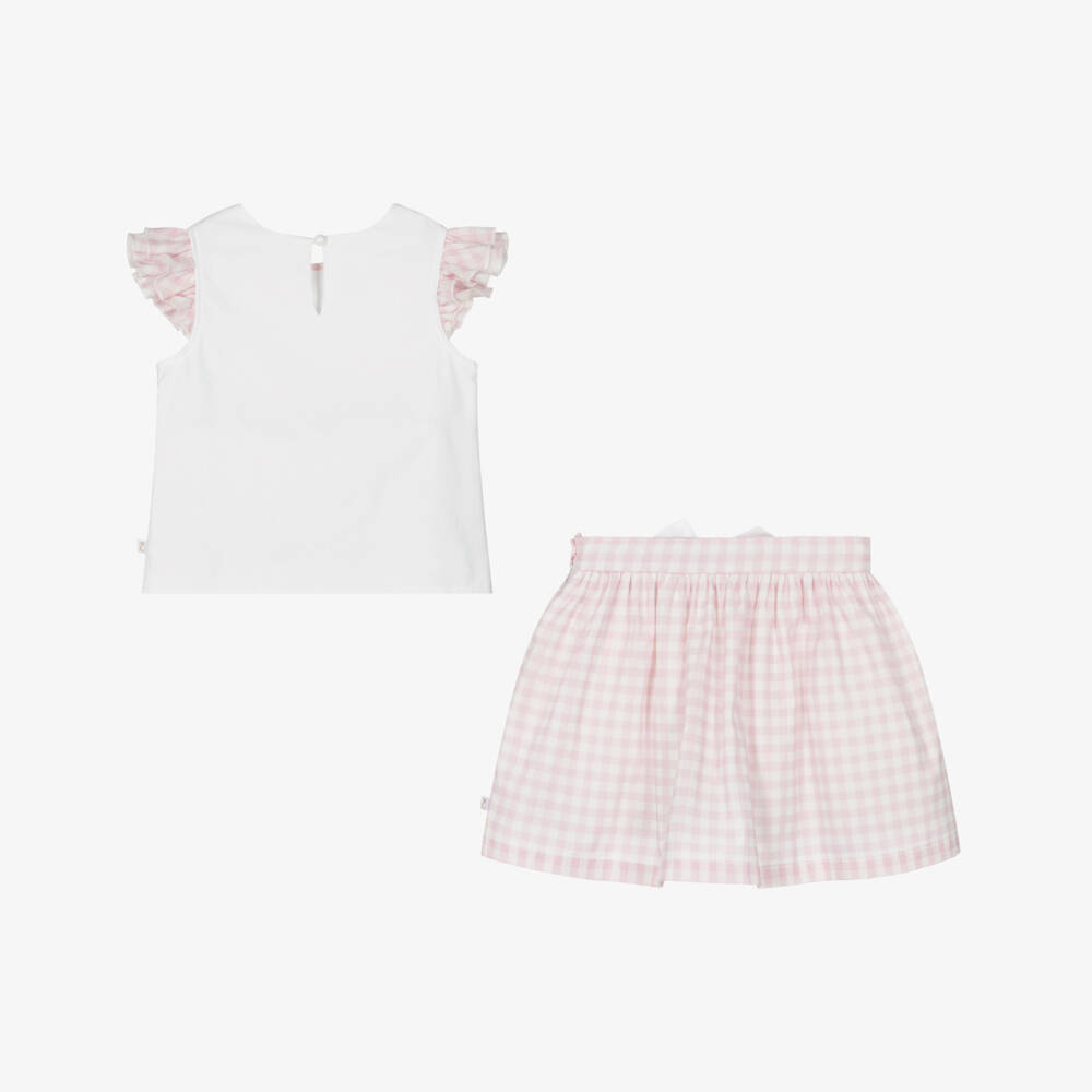 Caramelo Kids-Girls Gingham Cotton Skirt Ensemble | Childrensalon Outlet