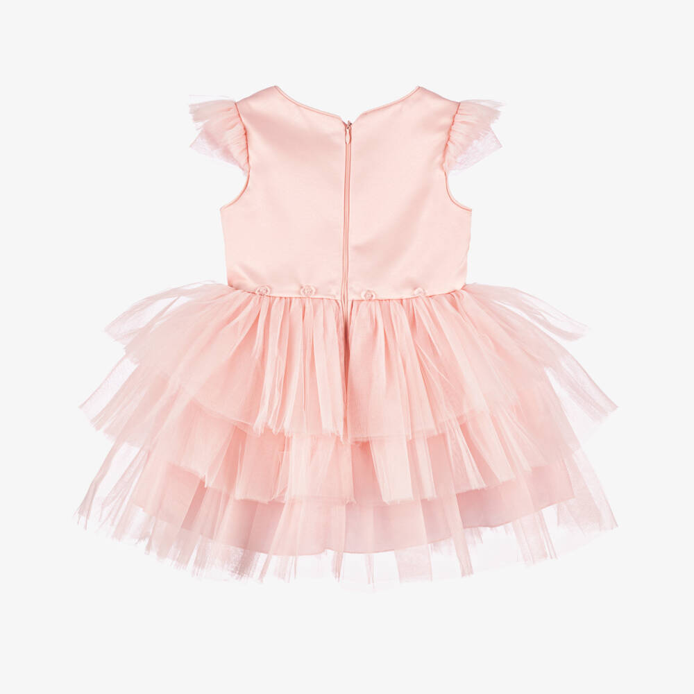 Caramelo Kids-Girls Glimmering Silver and Pink Tulle Gown | Childrensalon Outlet