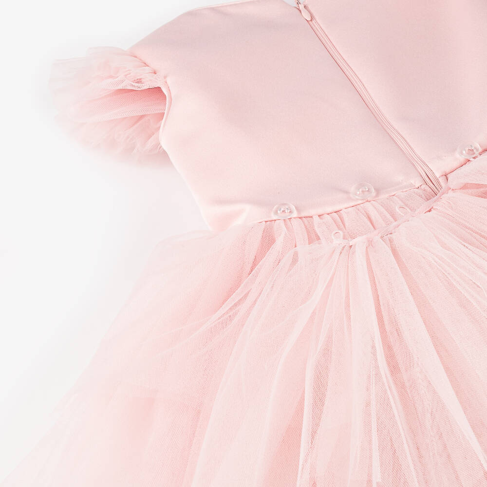 Caramelo Kids-Girls Glimmering Silver and Pink Tulle Gown | Childrensalon Outlet