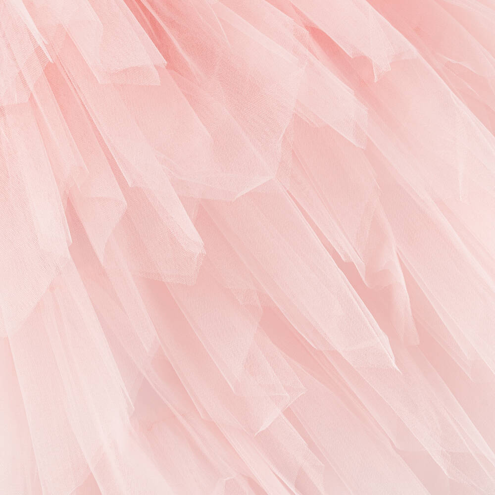 Caramelo Kids-Girls Glimmering Silver and Pink Tulle Gown | Childrensalon Outlet