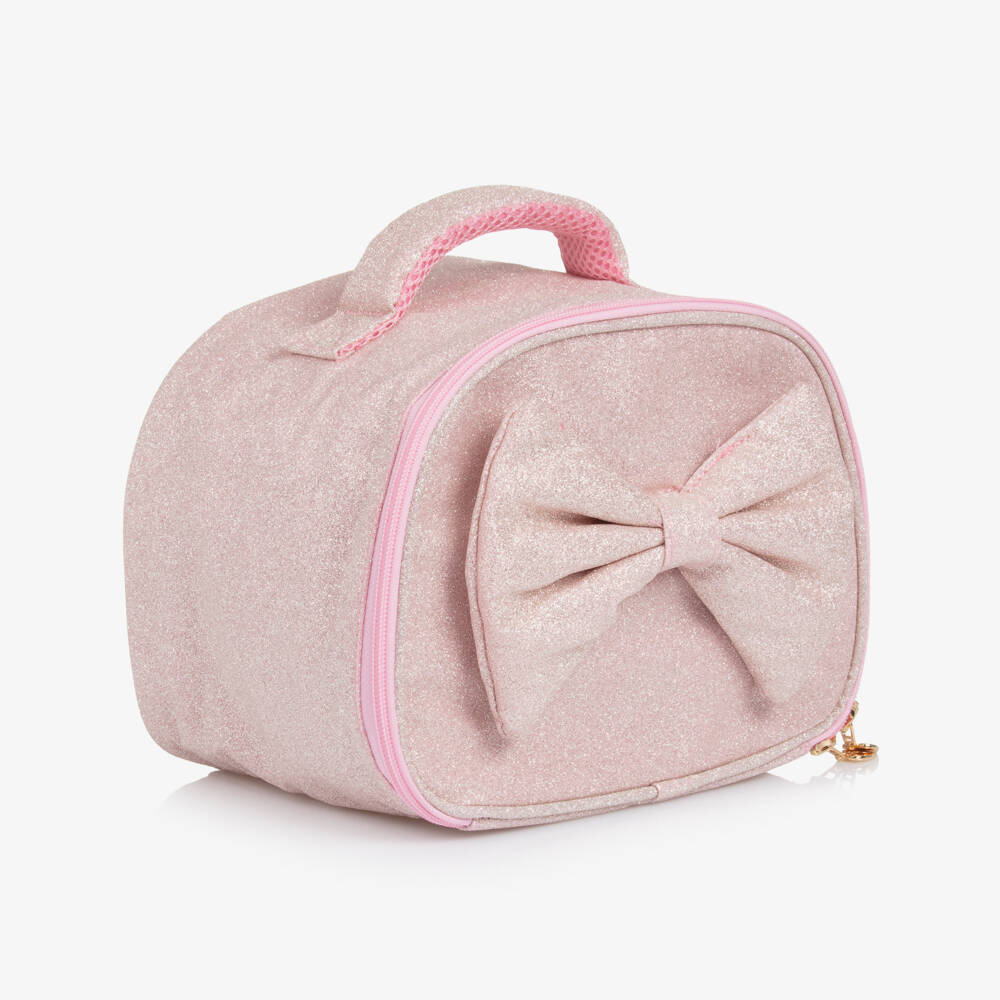 Caramelo Kids-Girls Glittery Pink Bow Lunch Bag (25cm) | Childrensalon Outlet