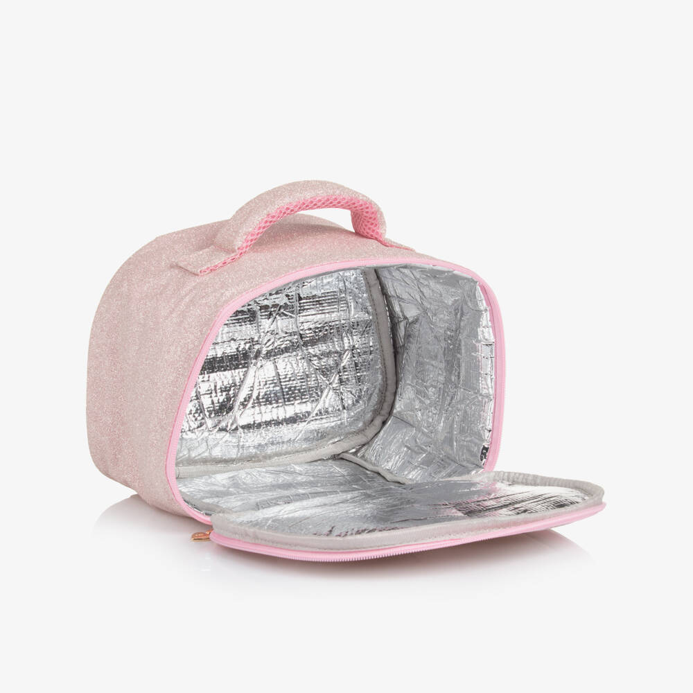 Caramelo Kids-Girls Glittery Pink Bow Lunch Bag (25cm) | Childrensalon Outlet