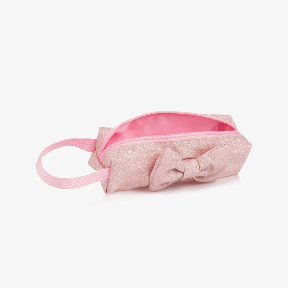 Caramelo Kids-Girls Glittery Pink Bow Pencil Case (19cm) | Childrensalon Outlet