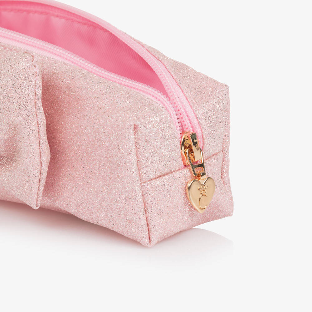 Caramelo Kids-Girls Glittery Pink Bow Pencil Case (19cm) | Childrensalon Outlet