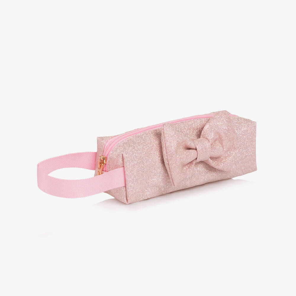 Caramelo Kids-Girls Glittery Pink Bow Pencil Case (19cm) | Childrensalon Outlet