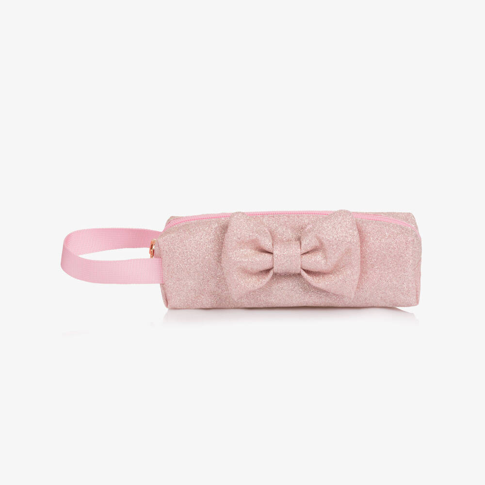 Caramelo Kids-Girls Glittery Pink Bow Pencil Case (19cm) | Childrensalon Outlet