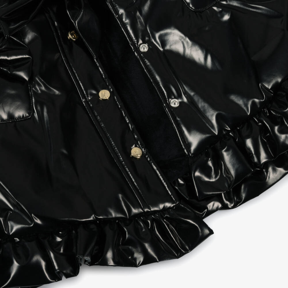 Caramelo Kids-Girls Glossy Black Bow Raincoat | Childrensalon Outlet